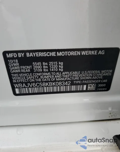 2019 BMW 640 Xigt z USA, uszkodzony, nr VIN WBAJV6C58KBK08342